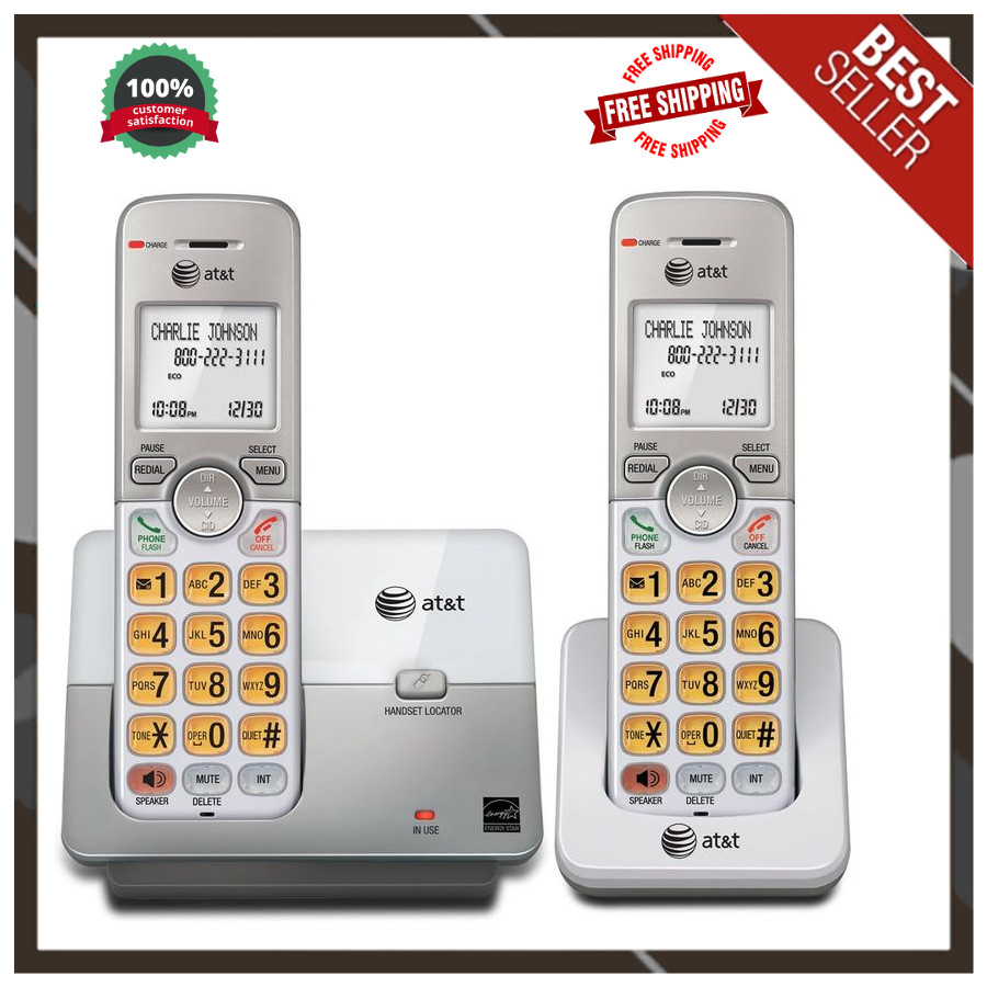 AT&T EL51203 DECT 6.0 2-Handset Cordless Phone Speakerphone Caller ID ECO Mode