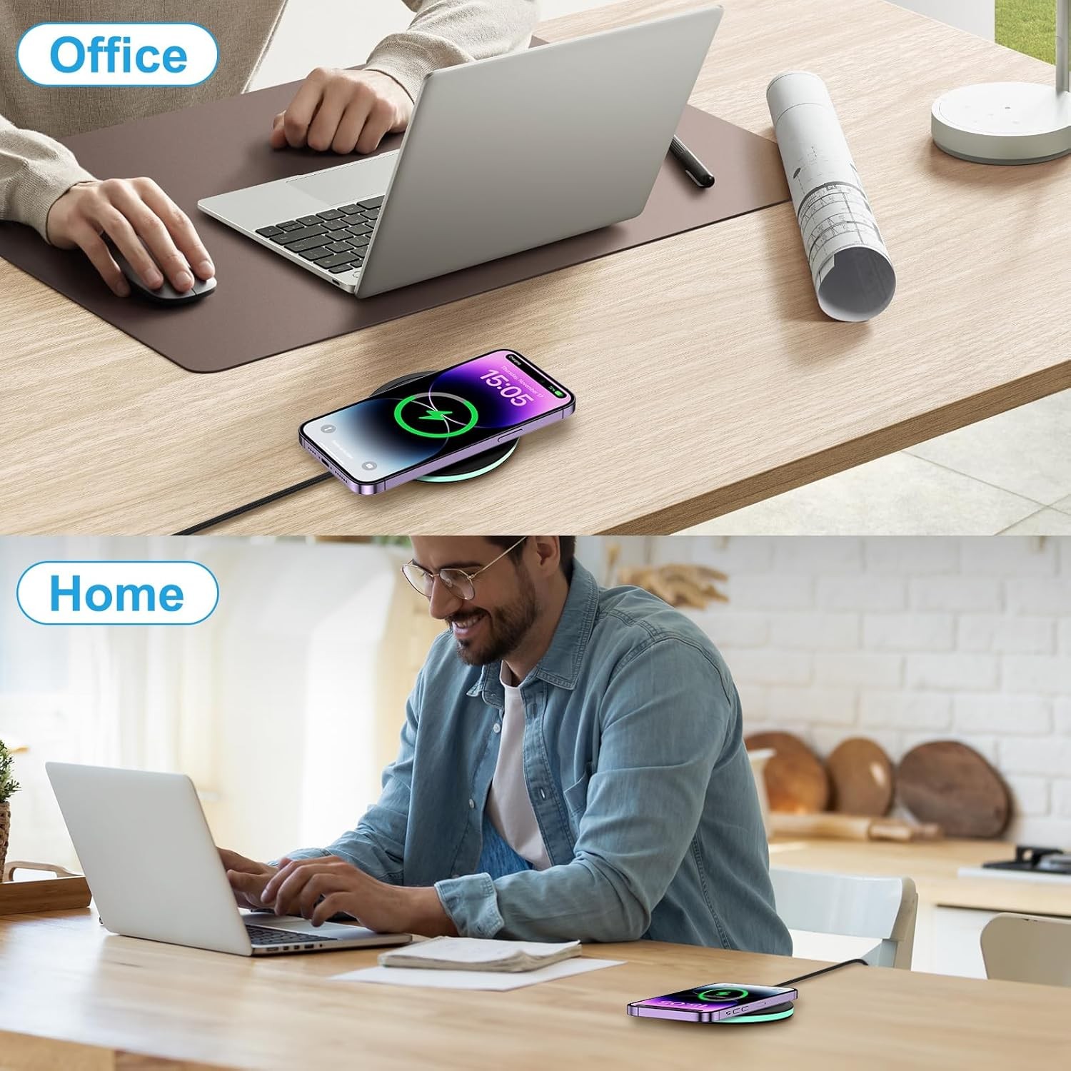 Fast 15W Wireless Charger Pad for iPhone 17, Samsung Galaxy S26 Ultra