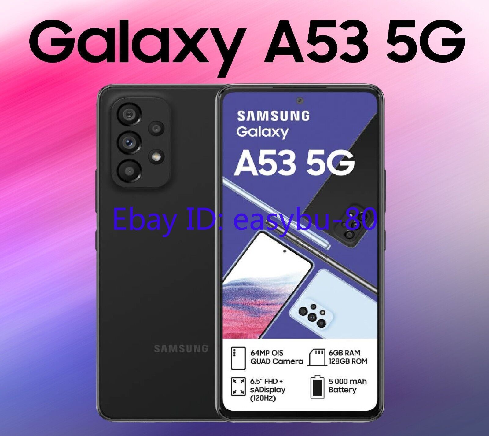 Unlocked Samsung Galaxy A53 5G SM-A536U 128GB+6GB 64MP New Sealed Multicolor