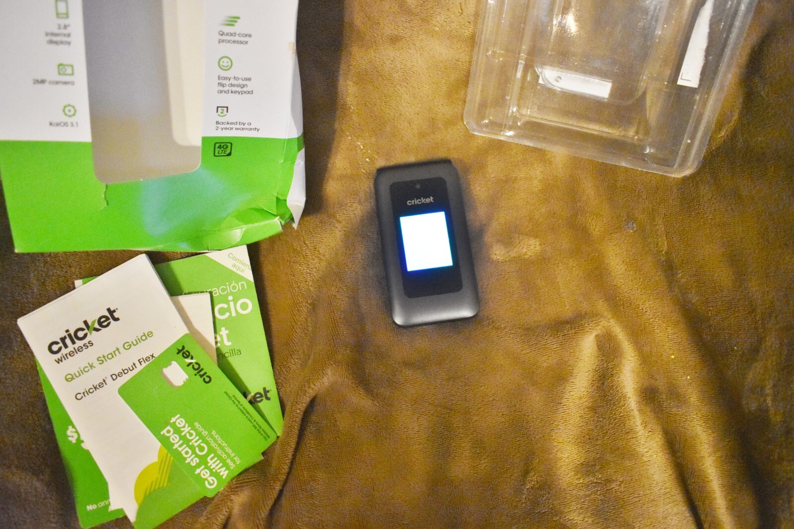 Cricket Debut Flex Prepaid Cricket Wireless Cell Phone Open Box 60. Prepaid Card