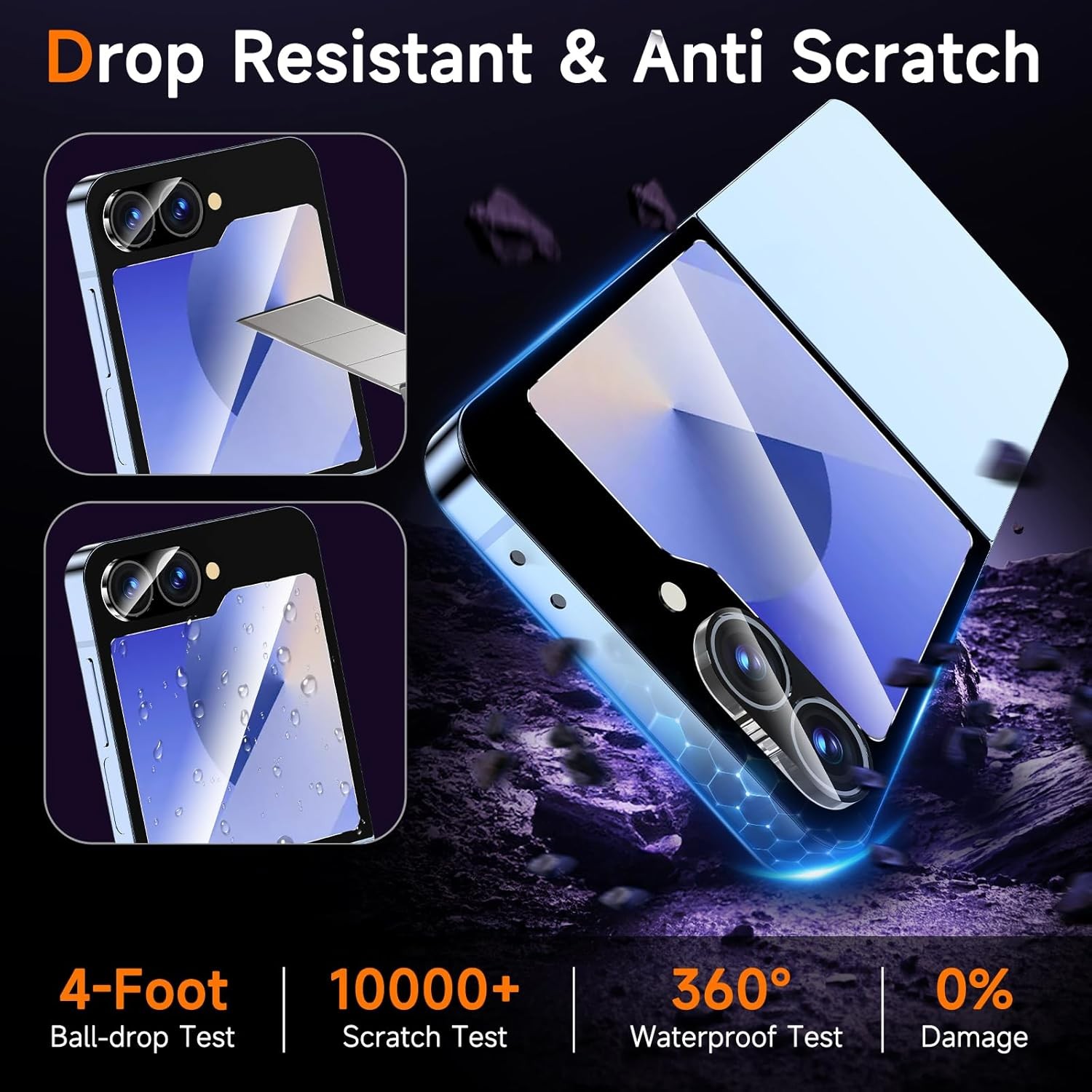 2 PCS Front Tempered Glass Screen Protector + 2 Set Camera Lens Protector