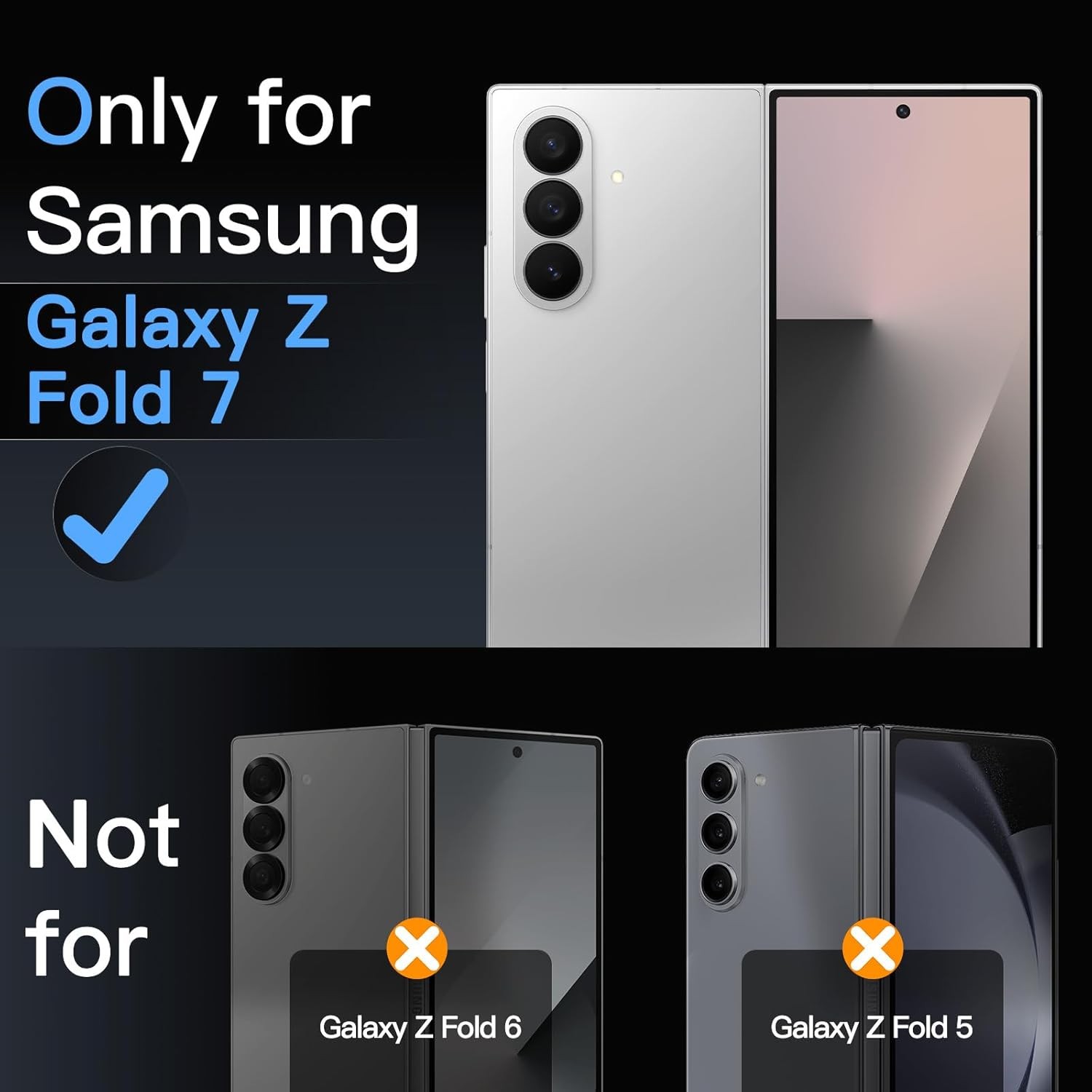 2-Pack Front Screen Protector & Camera Lens Protector for Samsung Galaxy Z Fold