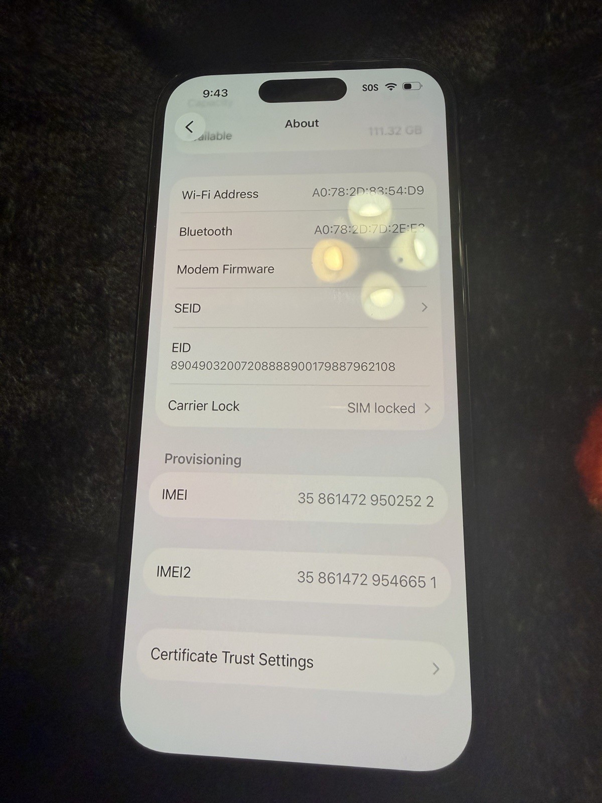 Apple iPhone Black Dual SIM SIM Locked 111.32GB Bluetooth Wi-Fi iOS Bar Style