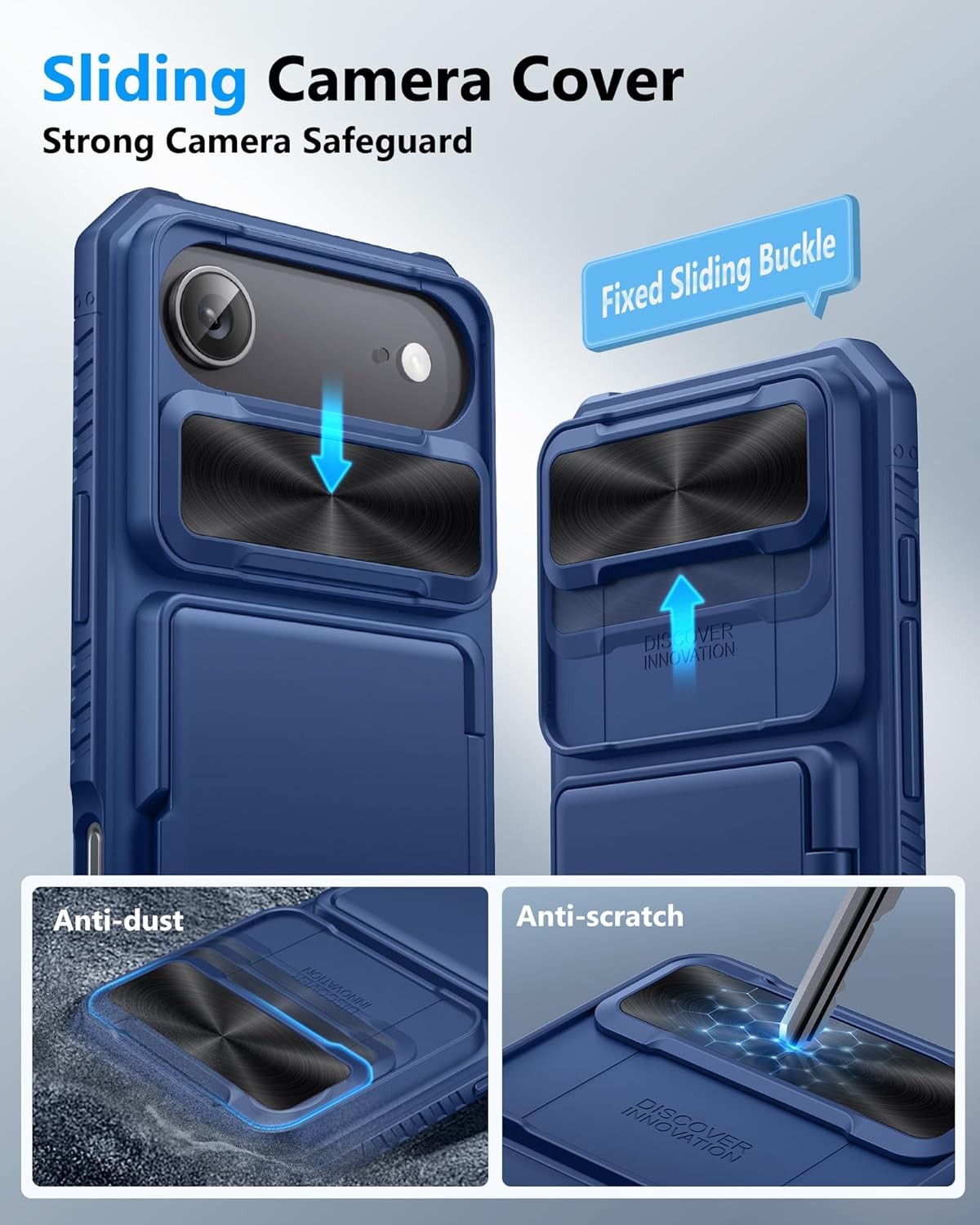 iPhone Air Wallet Case, Built-in Card Holder & Slide Camera Cover, RFID Blocking