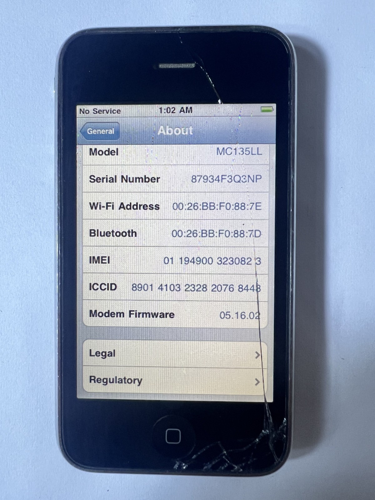 Apple iPhone 3GS 16GB Black AT&T MC135LL/A A1303 RARE iOS 4.3.4 FAIR Condition!