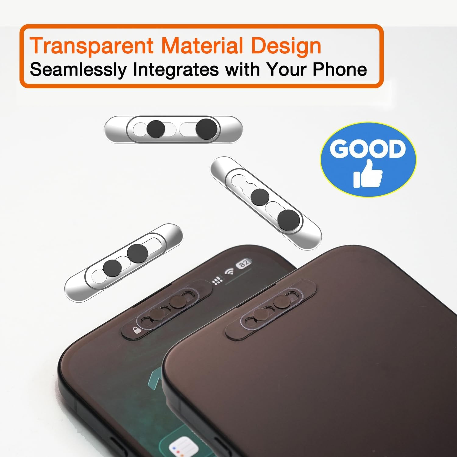 2 Pack Front Camera Privacy Cover, Transparent, Compatible with iPhone 17/16/15/