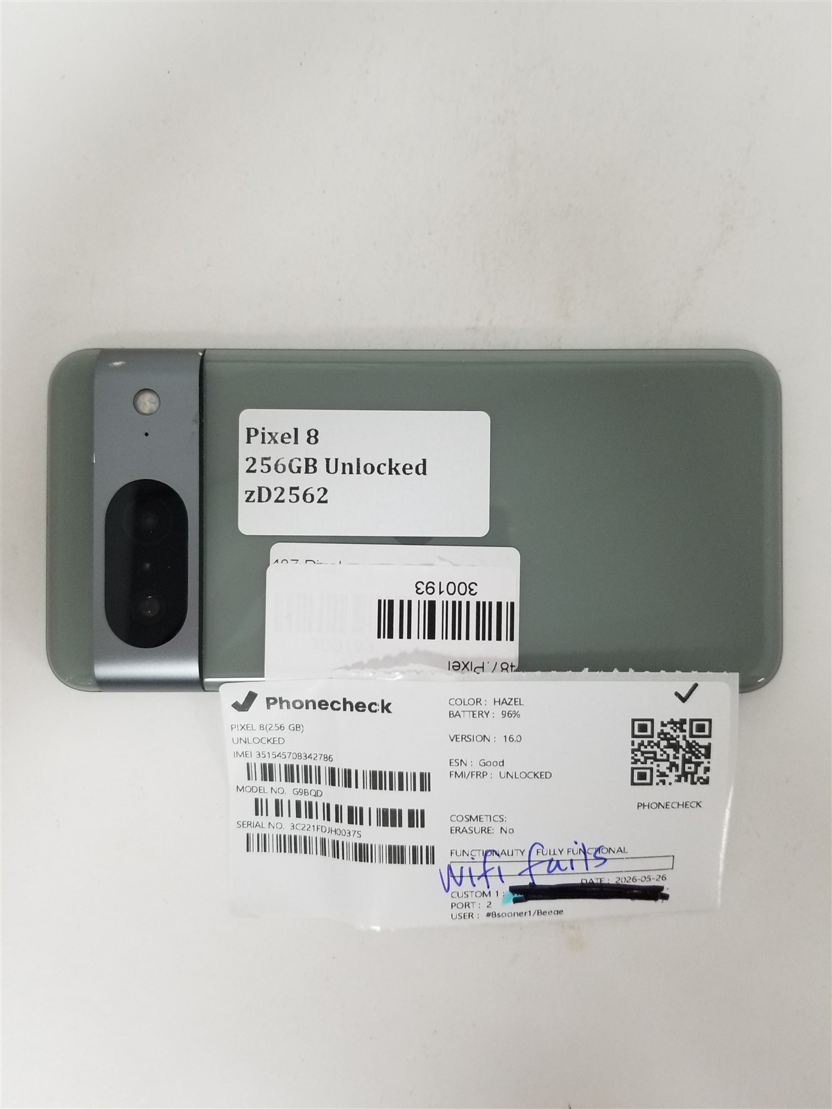 Google Pixel 8 256GB Gray G9BQD (Unlocked) Discounted zW2562