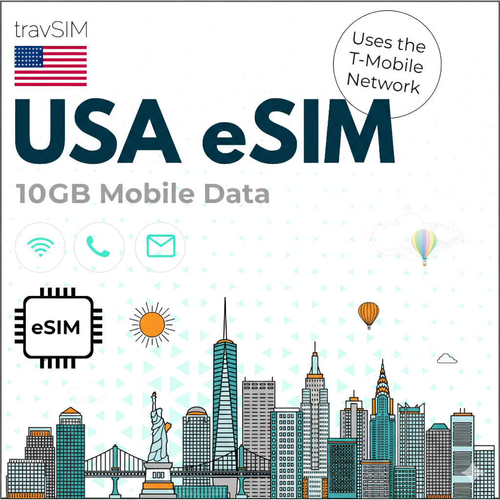 US USA ESIM 10GB DATA ONLY NO MULTI CARRIER NUMBER 4G 5G