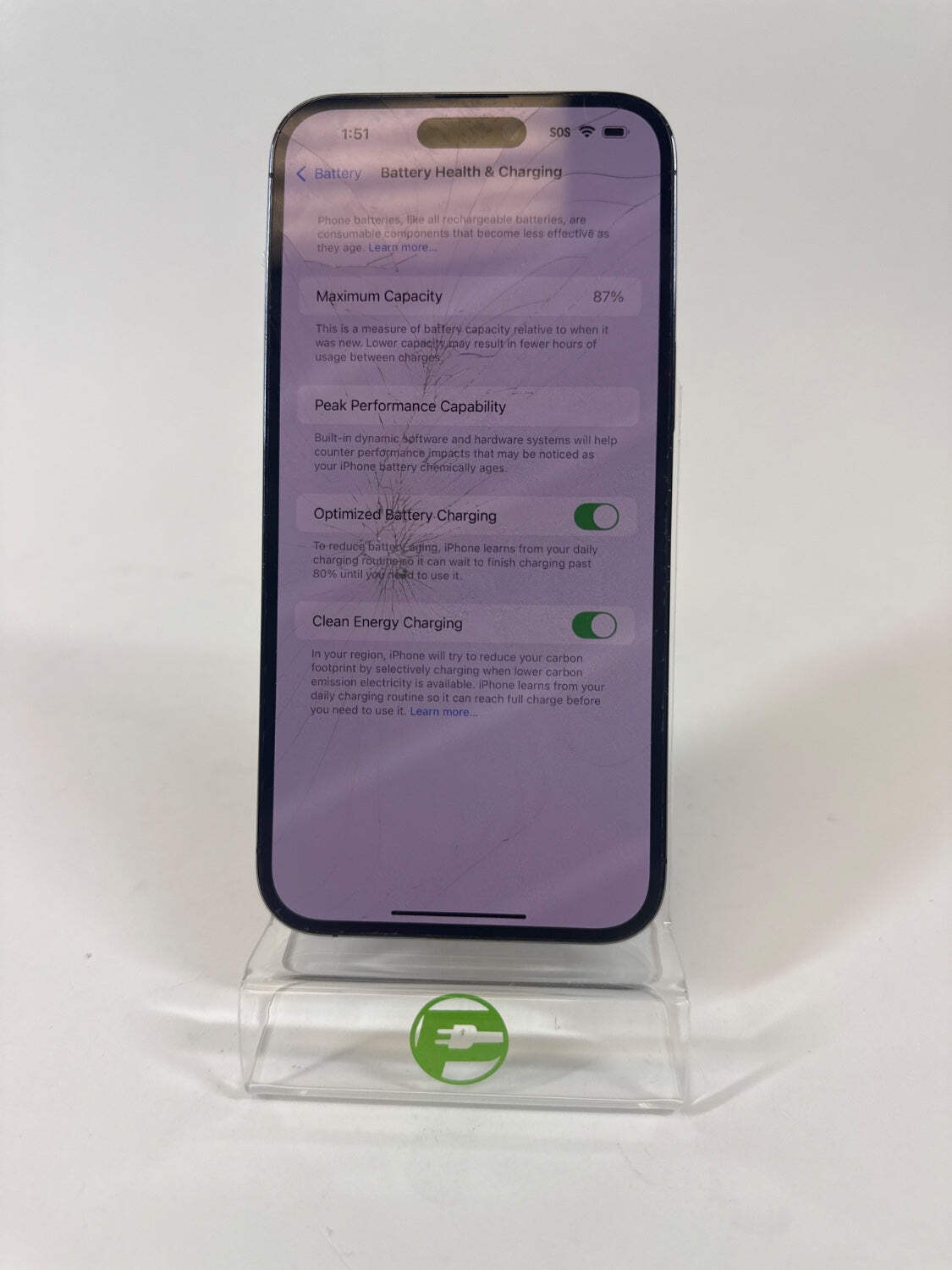 Broken T-Mobile Apple iPhone 14 Pro Max 256GB 18.1.1 MQ8W3LL/A Cracked screen