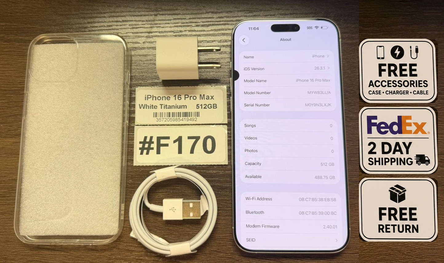 Apple iPhone 16 Pro Max 512GB White -ONLY AT&T- Read Seller Notes