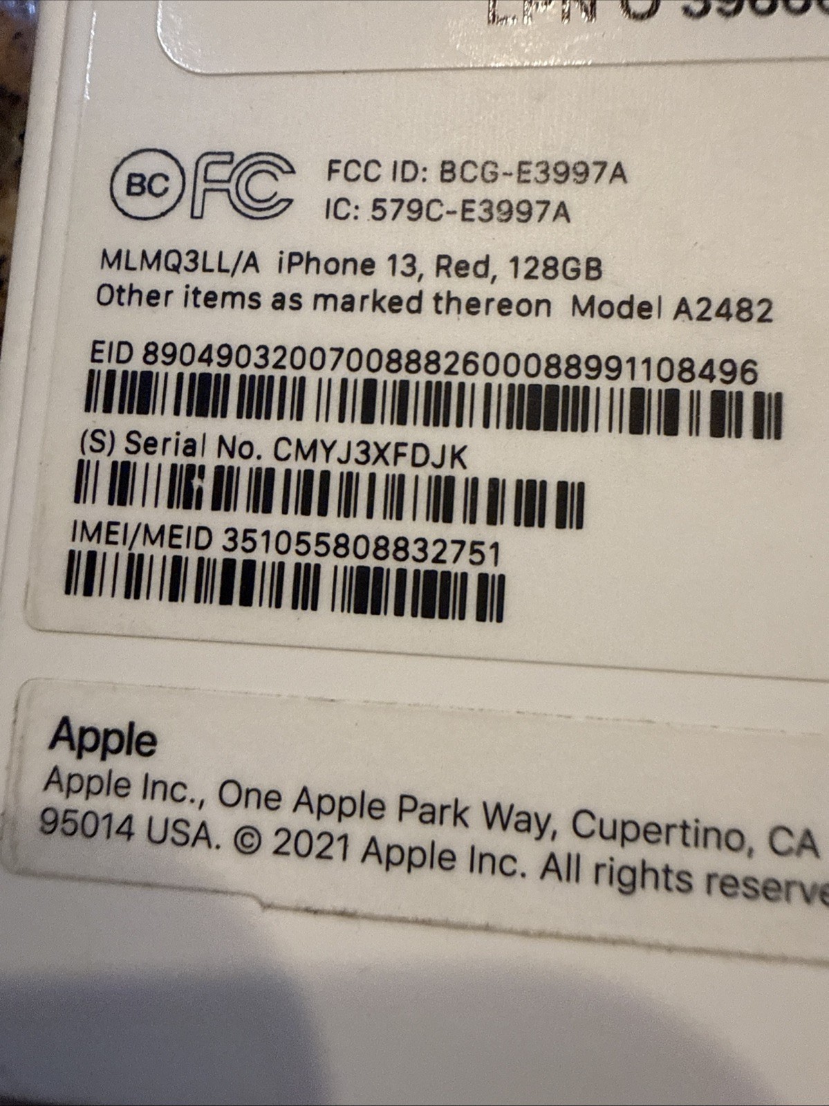 Apple iPhone 13 128gb For Cricket Wireless Only Product Red Color A2482