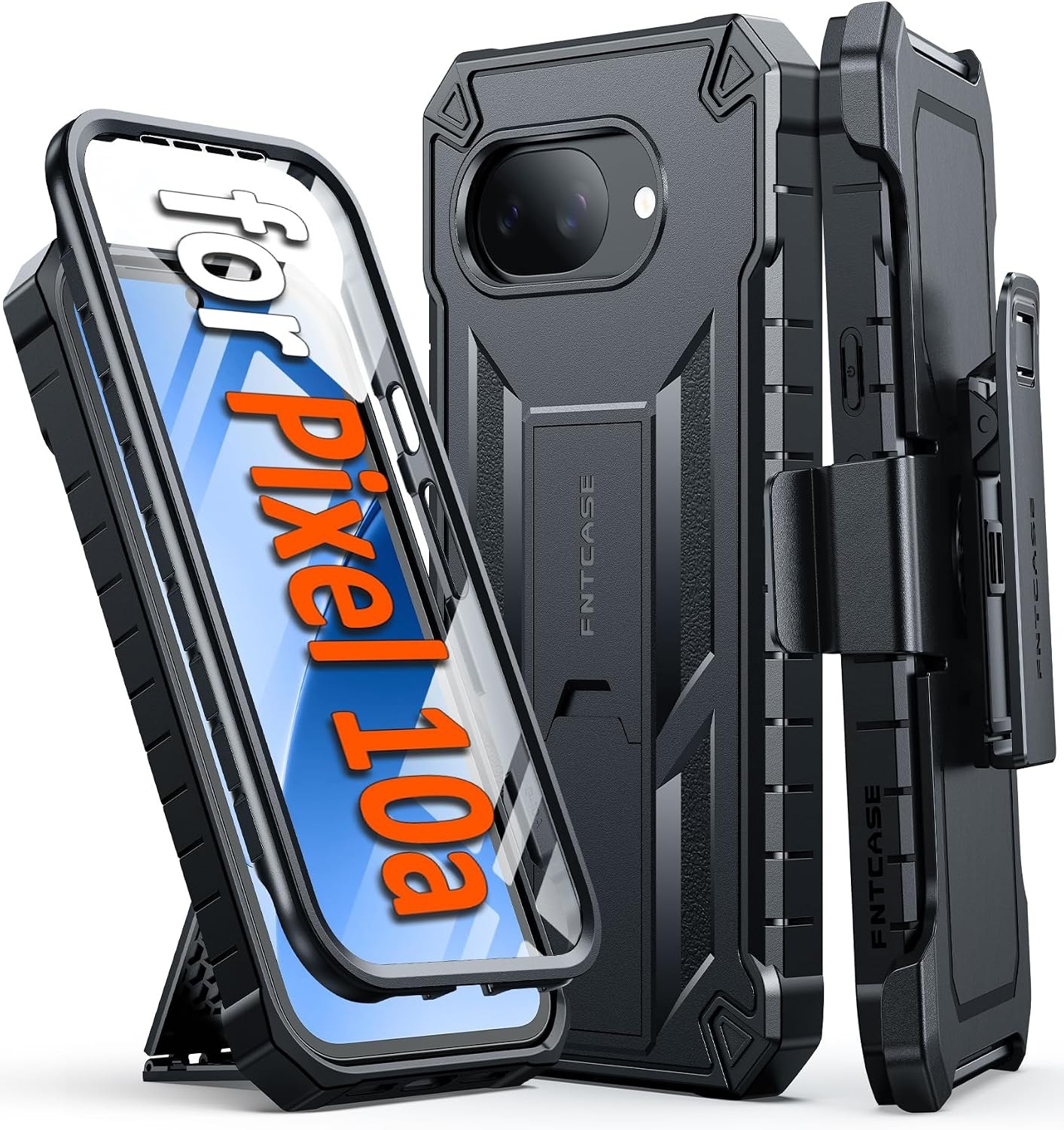 Google Pixel 10A Case with Belt Clip Holster & Kickstand, Built-in Screen Protec