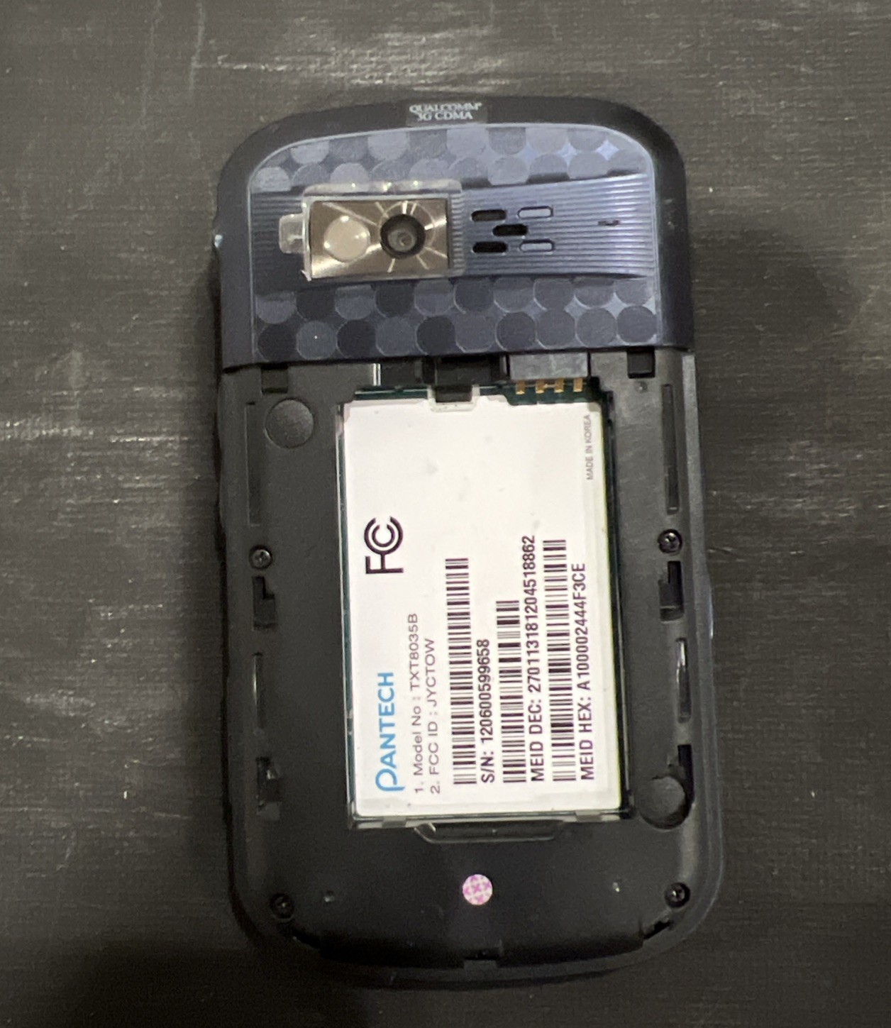 Pantech Caper – Dark Blue (Verizon) Cellular Phone – Working – No Battery