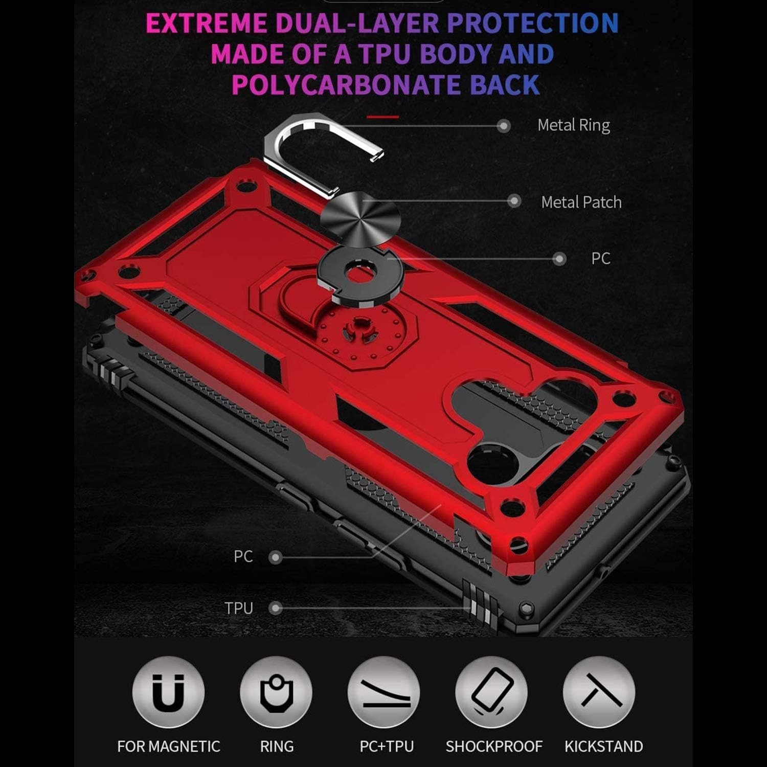 For LG Stylo 6 Case Hybrid Dual Layer Shockproof Bumper Heavy Duty Cover Blue