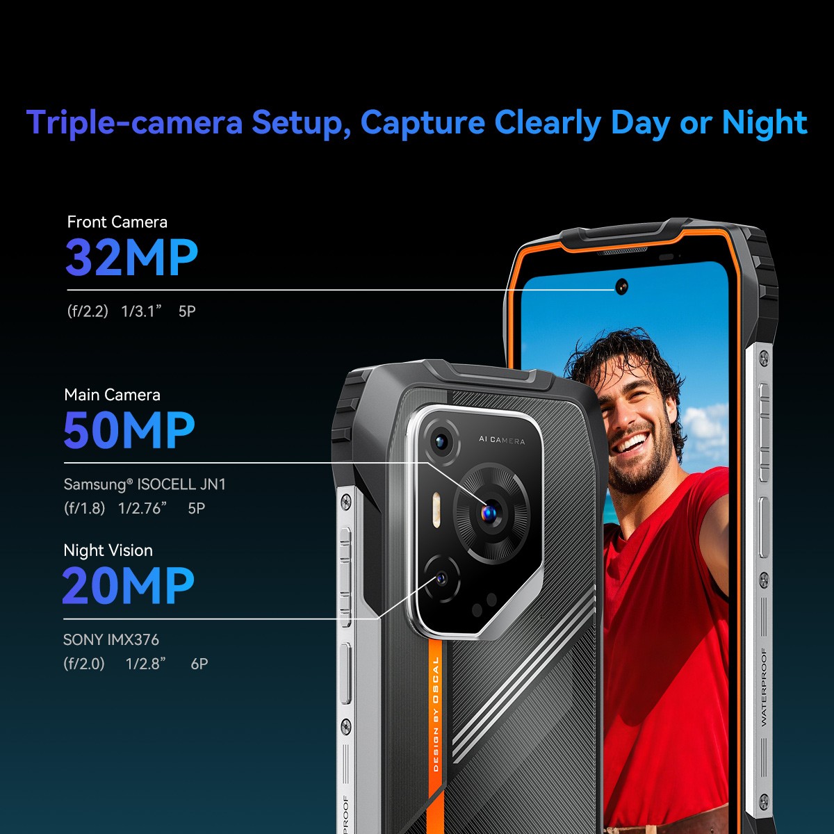 Blackview OSCAL PILOT 3 5G Rugged Smartphone 36GB+256GB Android 15 Night Vision