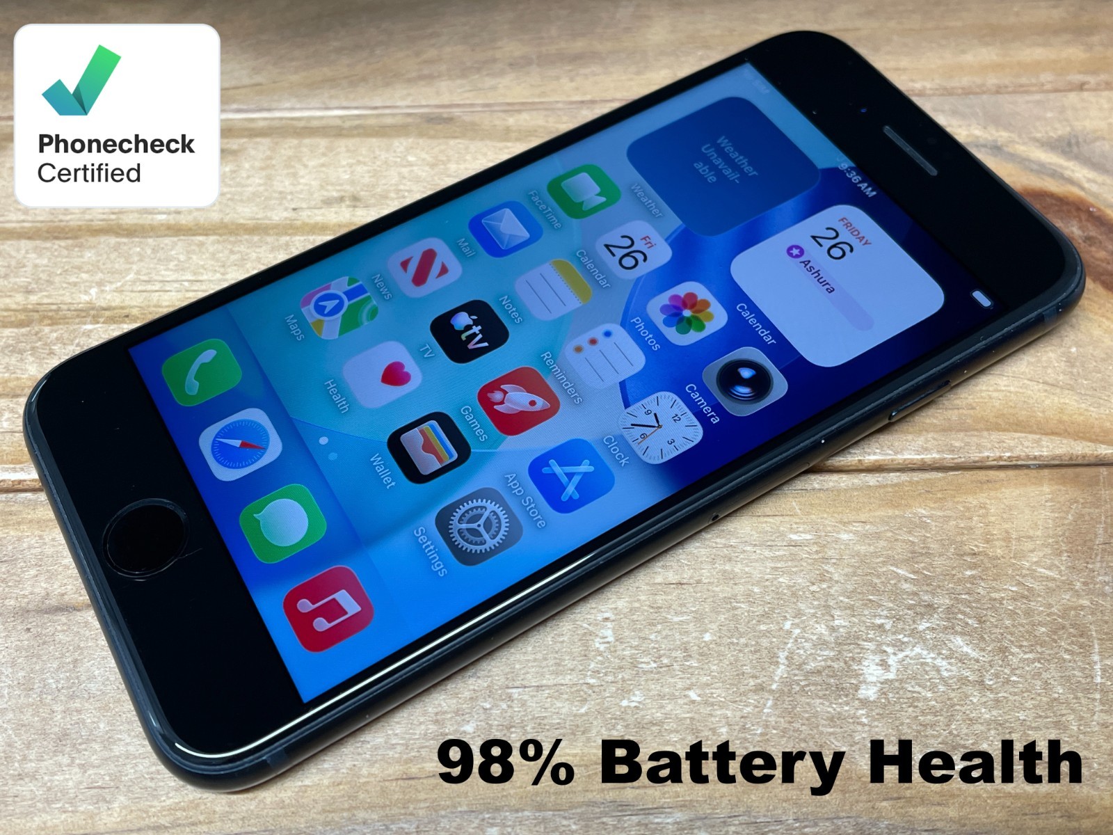 Apple iPhone SE 3rd Gen. – A2595 – 64 GB – Black (Unlocked) Good Cond – 98% Bat
