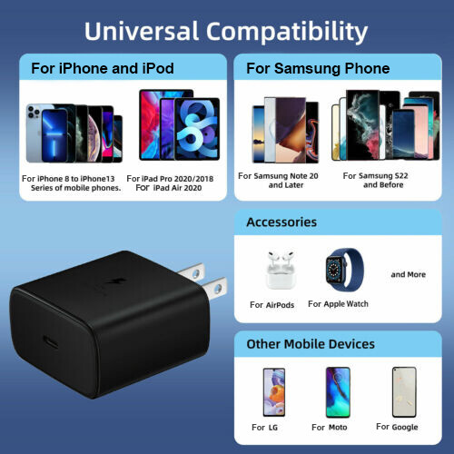 45w Type USB-C Super Fast Wall Charger+6FT Cable For Samsung Galaxy S23 S22 M