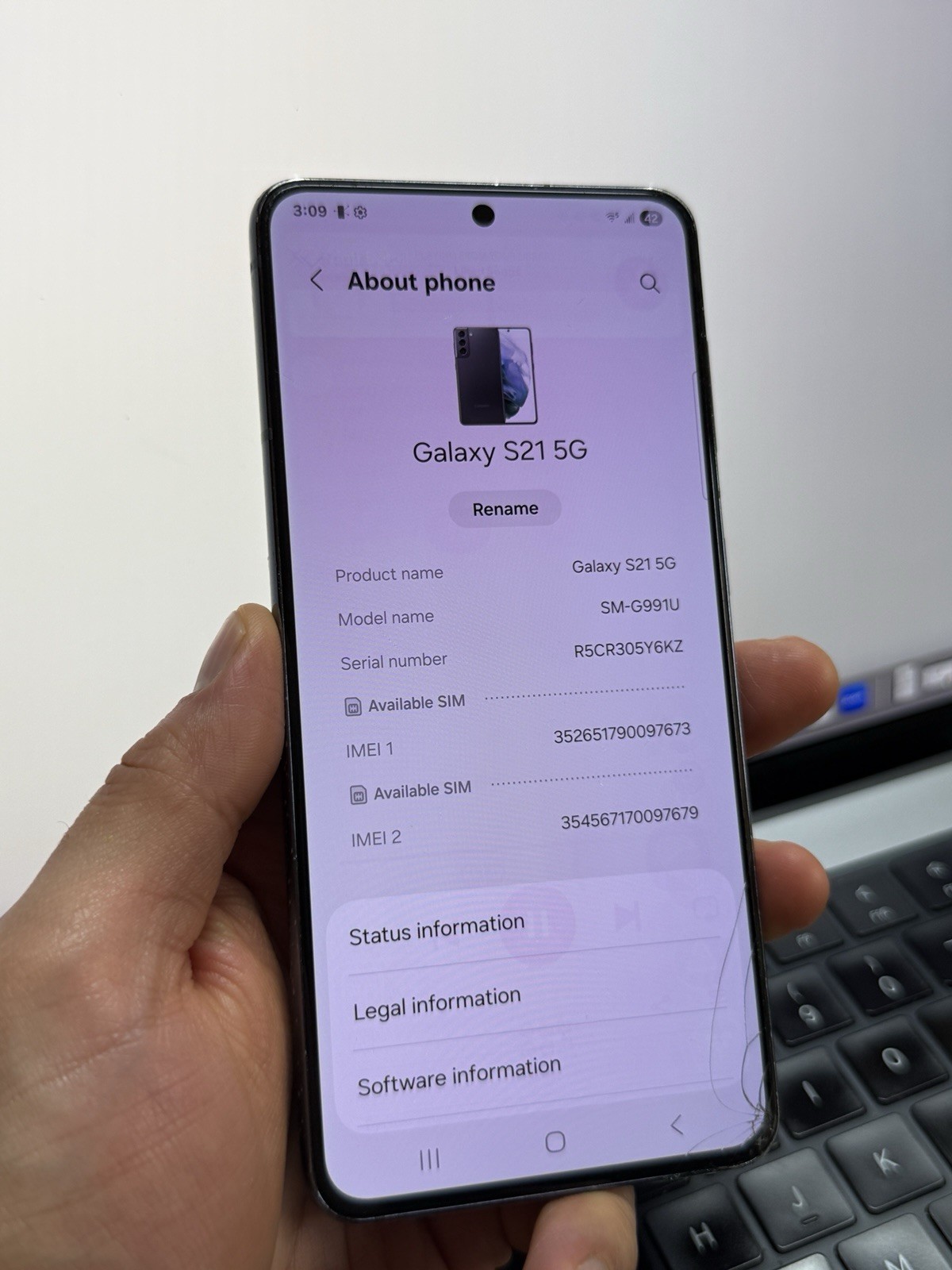 Samsung Galaxy S21 Unlocked Phantom Gray 128GB (Cracked) #24106