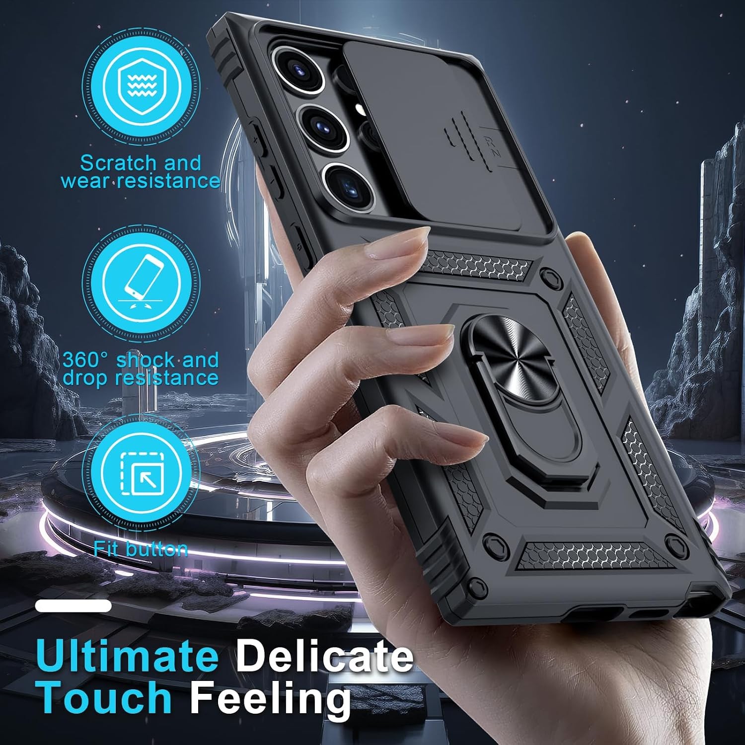 Samsung Galaxy S25 Ultra Case Built in Slide Camera Lens Cover + Screen Protecto