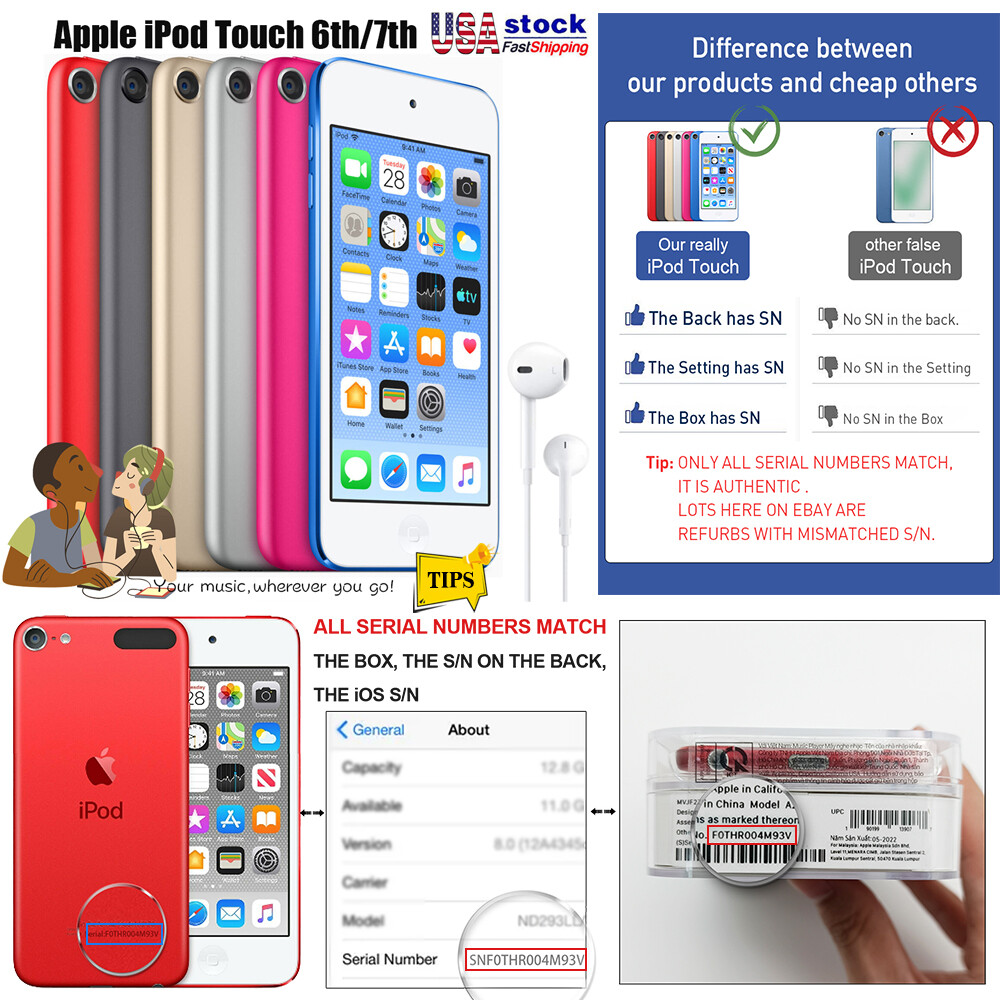 Apple iPod Touch 7th Generation MP3 Players – 128GB 256GB – ALL COLORS LOT