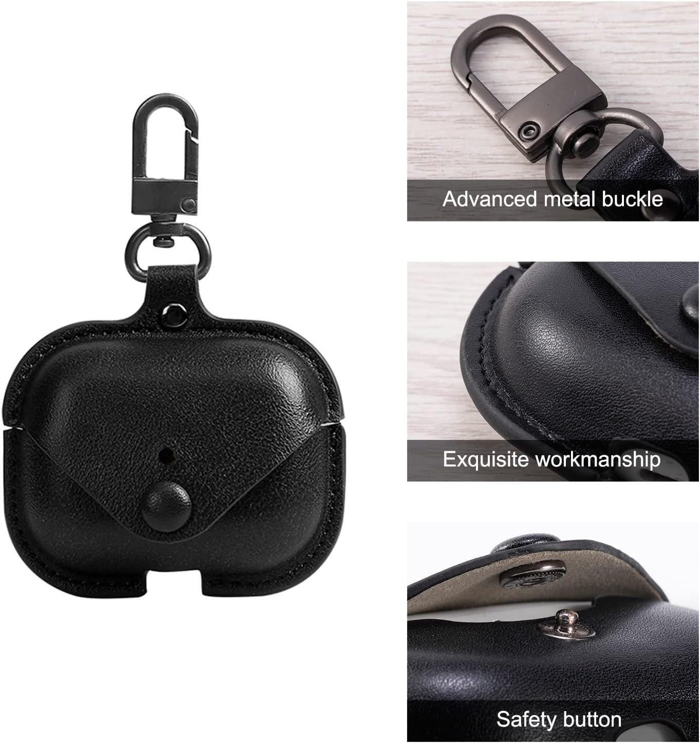 Genuine Leather Case for Apple AirPods Pro 3 Wireless Charging Case with Keychai