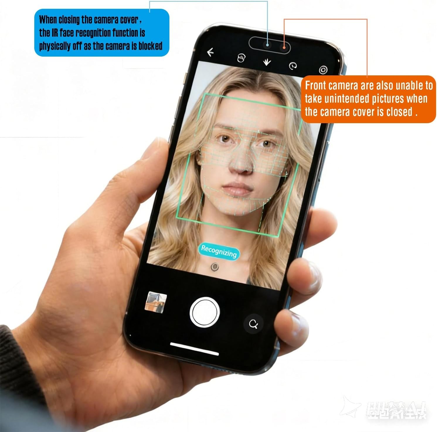 2 Pack Front Camera Privacy Cover, Transparent, Compatible with iPhone 17/16/15/