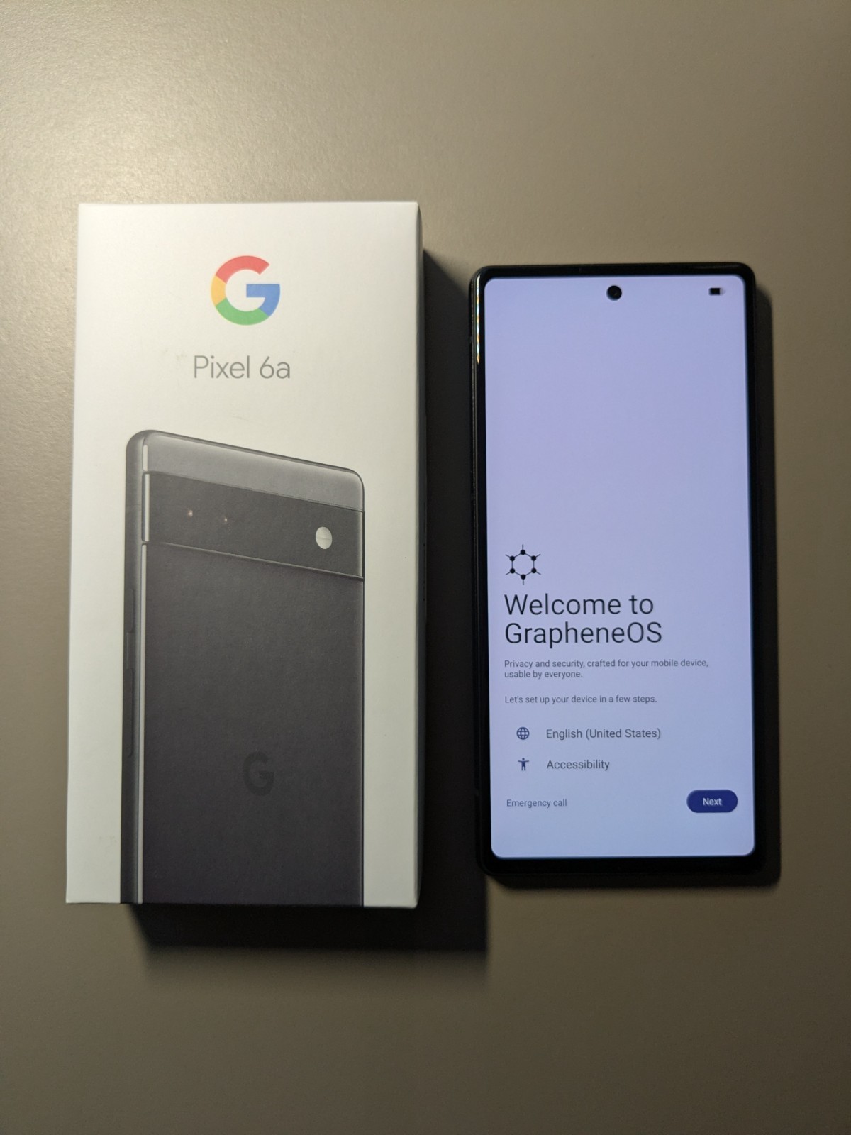  GrapheneOS De-googled Google Pixel 6a GX7AS – 128GB – Charcoal (Unlocked)