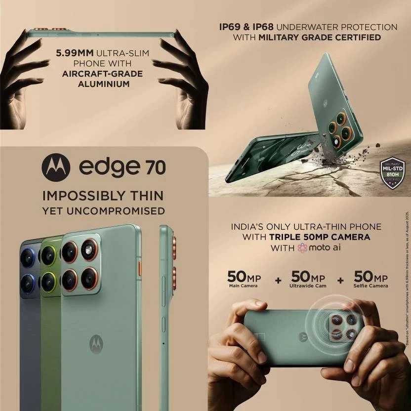 MOTOROLA Edge 70 ( 256GB 8GB RAM) Snapdragon®7Gen 4 Global Version No Tariff USA