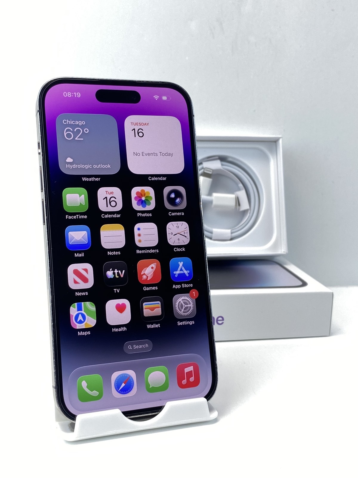 Apple iPhone 14 Pro A2650 512GB Deep Purple Unlocked phone 98% battery health