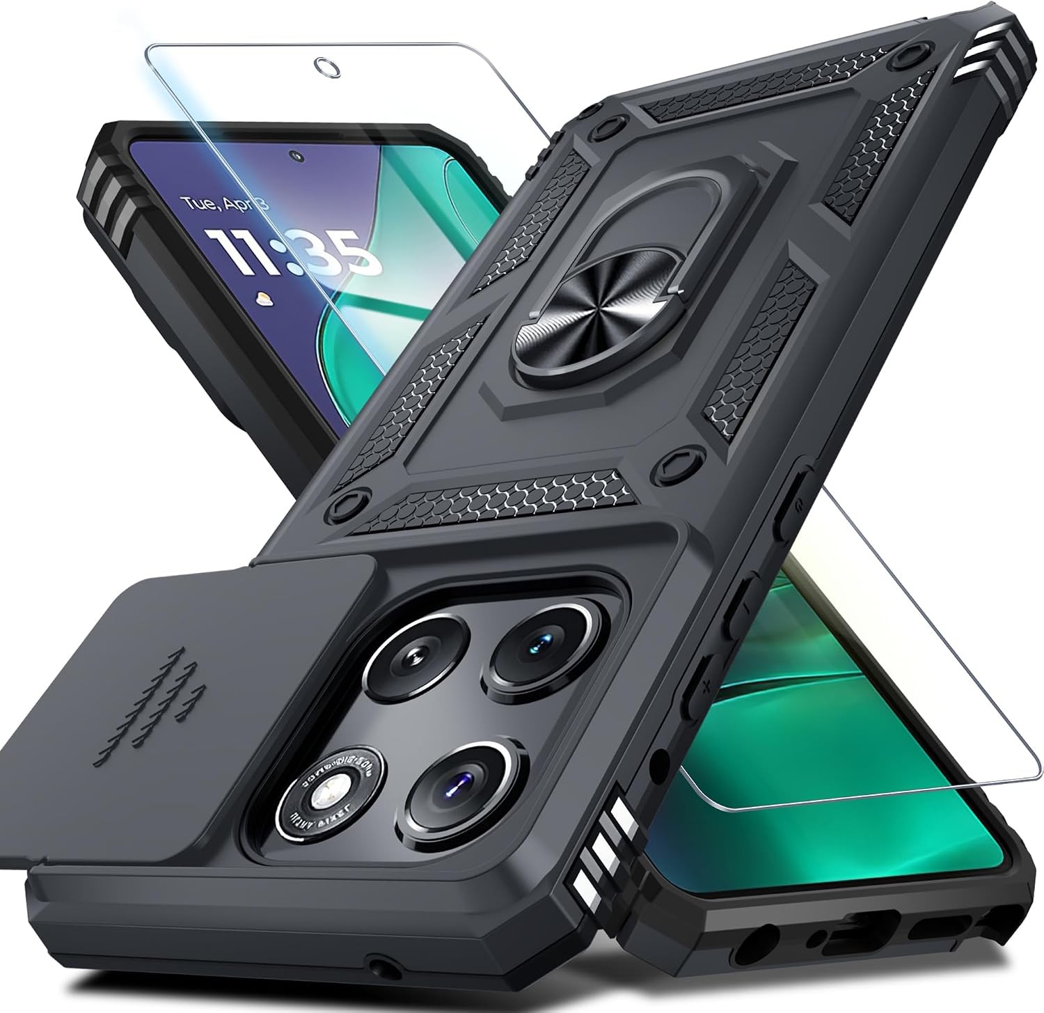 Case & Screen Protector for Moto G Stylus 5G 2026/2025 Heavy Duty Black