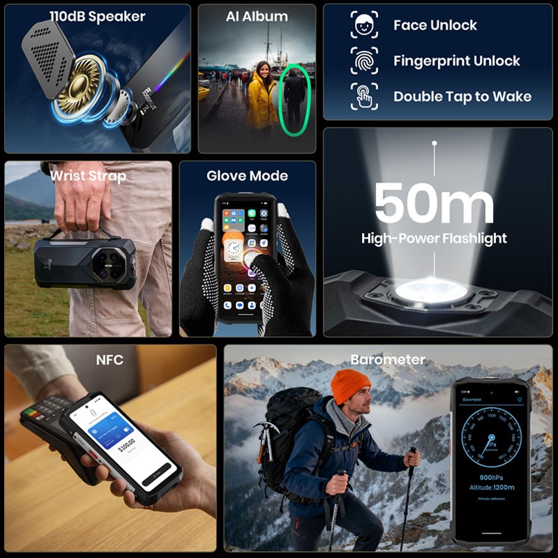 FOSSiBOT F113 5G Rugged Phone Android 15 Night Vision Stereo Loud Speaker Unlock
