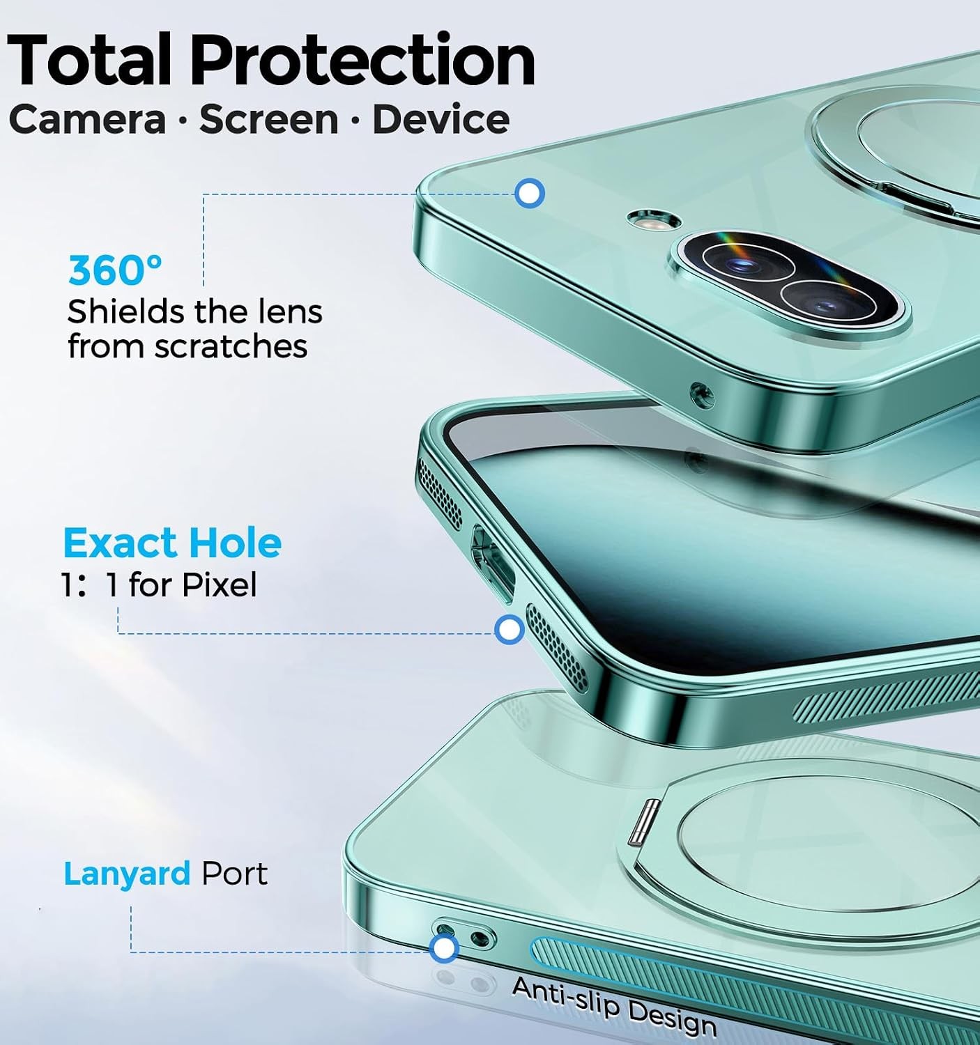 Google Pixel 10A with 360° Spin Magnetic Stand&Ring Kickstand, Anti-Slip Rugged