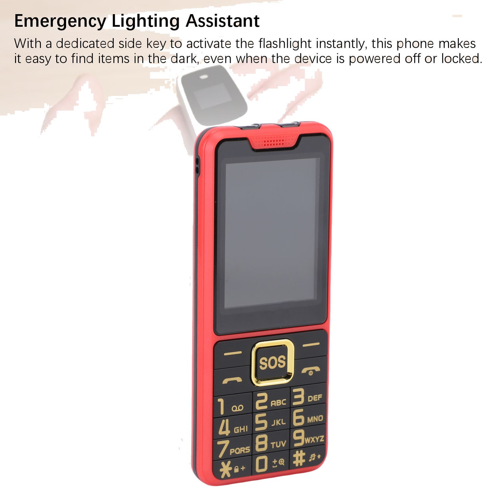 Big Key Phone Ultra Thin 2.6in 2 Flashlight BT 0.3MP Camera Voice Announcement