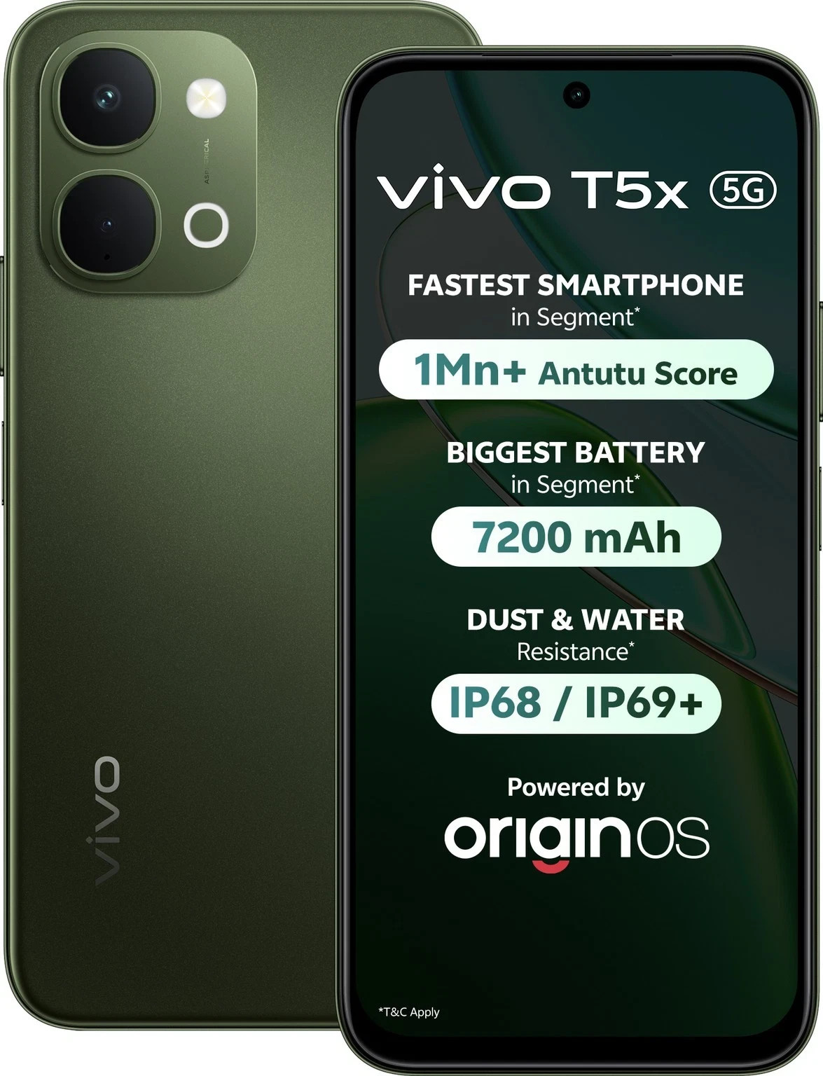 vivo T5x 5G (Green, 128 GB 8GB RAM) Dimensity 7400-Turbo 6.76″ Global Version