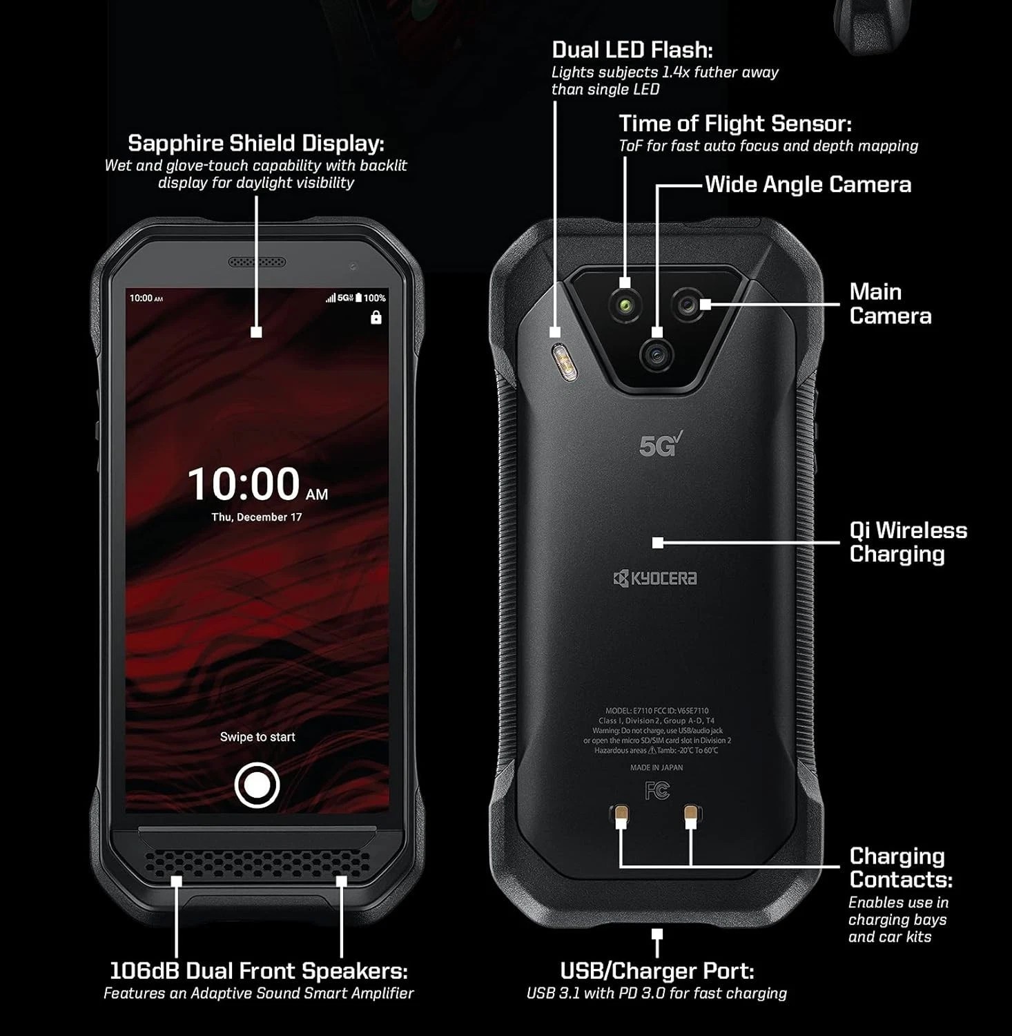 Kyocera DuraForce Ultra 5G E7110 Verizon Unlocked Rugged Android Smartphone OB✅